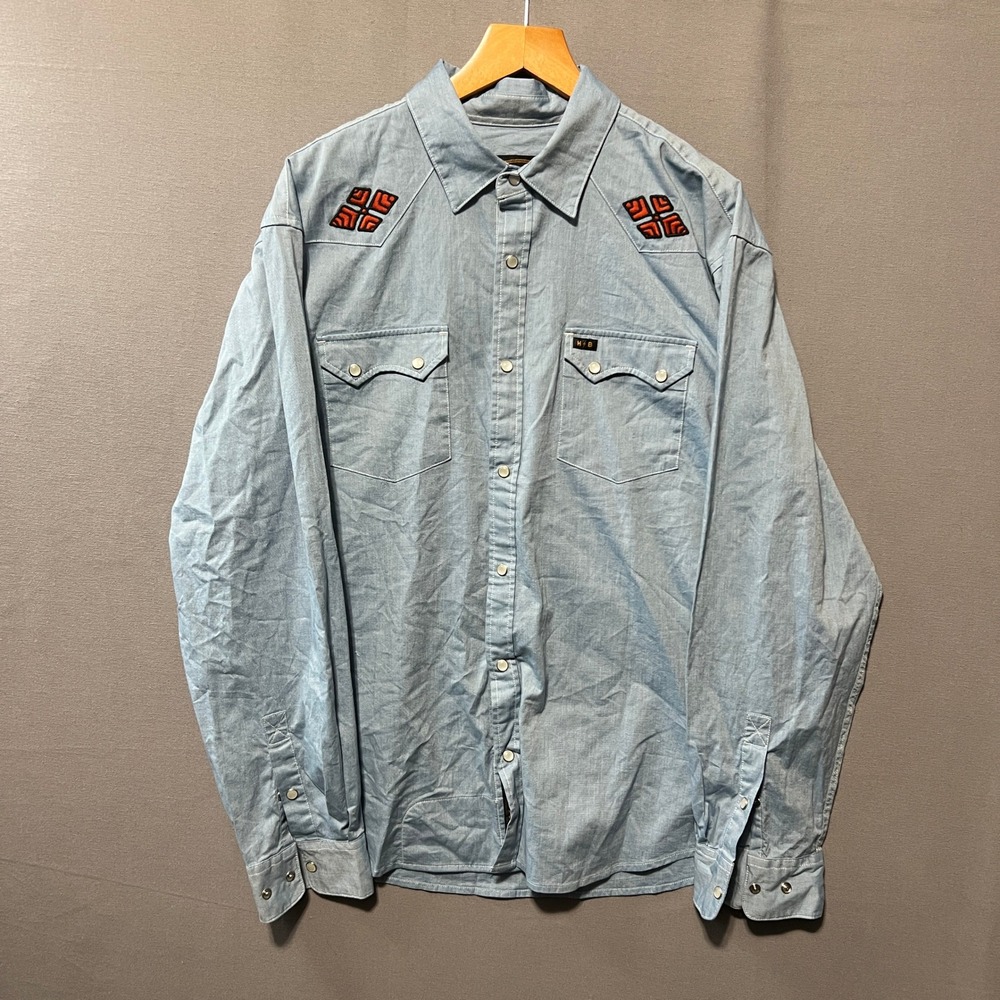 Howler Brothers Crosscut Deluxe Western Snap Shirt Diamantes Blue 1258 Mens L